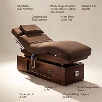 Table de Soin Esthétique Électrique à 4 Moteurs, 14 cm d'Épaisseur, en Latex de Luxe, Chauffée, pour Soins du Visage et Massage Spa, avec Éclairage – Vente Chaude Usine