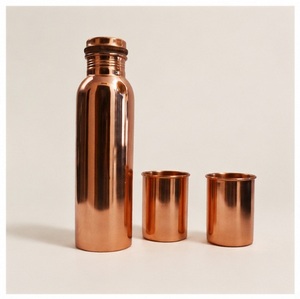 Copper Water Bottle with 2 Glasses Set Pure Handcrafted Ayurvedic <b>Drinkware</b> for Health Wellness Leak-Proof & Eco-Friendly - Product Image 1