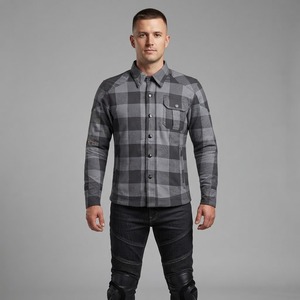 Chemise en flanelle à carreaux gris pour homme, manches longues, boutonnée, décontractée, en coton respirant, tissée, pour l'automne - Product Image 4