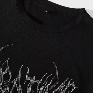 เสื้อยืดผู้ชายแบบใหม่ ดีไซน์หรูหราประดับเพชรเทียม ผ้าฝ้าย 100% ทรงโอเวอร์ไซส์ แขนสั้น รับสั่งตัดไซส์ คุณภาพสูง - Product Image 4