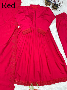 Traje de Anarkali de Georgette listo para usar de calidad superior, conjunto de vestido de trabajo con estampado Digital para niñas inspirado en Bollywood - Product Image 3