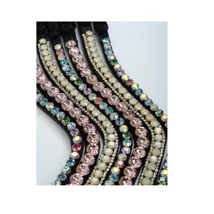 Serre-tête équitation en cuir de vache, produit de qualité Exclusive, existe en toutes couleurs, cristal Swarovski, vente en gros - Product Image 1
