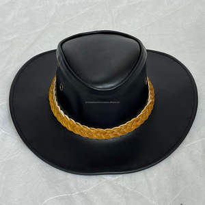 Sombrero Vaquero Occidental de Ala Ancha de Cuero Genuino Vintage de Primera Calidad con Banda Trenzada de Alta Calidad y Grabado, Sombrero de Moda Unisex - Product Image 5
