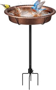 Bebedero para pájaros de metal más vendido con soporte decorativo para jardín, patio y comodidad al beber agua al aire libre - Product Image 3