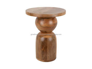 Mesa Auxiliar Moderna de Madera, Mesa Decorativa Compacta para Sala de Estar y Dormitorio, Taburete Decorativo de Madera Maciza, Mesa Auxiliar Pequeña - Product Image 2