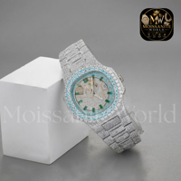 Luxuriöse Damen-Rechteckuhr mit Edelsteinen, Saphirkristall, 3BAR wasserdicht, Edelstahl-Silikonarmband für besondere Anlässe