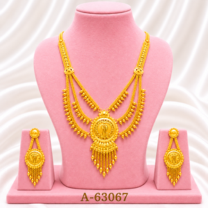 22K Gold Plated Bridal Jewelry Set with Long Necklace and Earring Set Zircon Trendy Wedding/Party/Gift A-63063 - Product Image 6