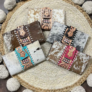 New Trendy Stylish 2026 Cowhide Leather Clutch <b>Wallet</b> with Tooled Floral 777 Jackpot Designer Lady Western Purse for Women's - Product Image 5