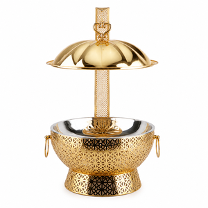 Calentador de Comida Tipo Buffet de Lujo en Latón con Tapa de Cúpula, Juego de Servicio para Hoteles, Restaurantes y Banquetes, Fabricante OEM ODM - Product Image 1