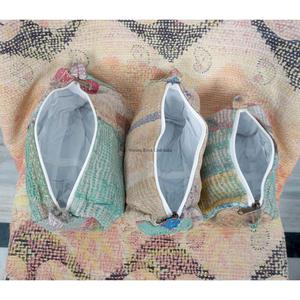 New Design Vintage Kantha Patchwork Tassel Zipper Closure Eco-Friendly 3-Pouch Set Cosmetic Bag for Wedding & Return Gifts - Product Image 3