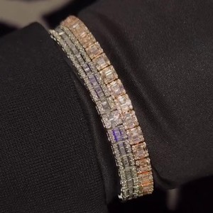 Custom CVD Lab Grown Diamond <b>Bracelet</b> Real 10K 14K Solid Gold Rhodium Plated Brilliant Cut Tennis <b>Bangle</b> Unisex Wholesale Party - Product Image 1