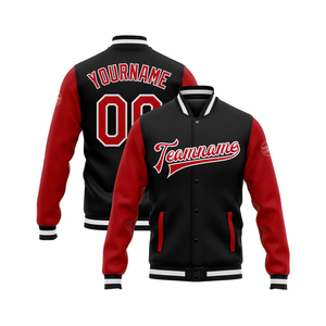 Custom White Black <b>Red</b> Winter Heavyweight Varsity Letterman Bomber Jacket Men Women Oversized Streetwear College OEM ODM - Product Image 1