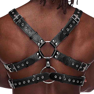 Arnés de Pecho de Cuero Negro con Hebilla de Acero, Ajustable, Accesorio para Hombre, Estilo Club - Product Image 5