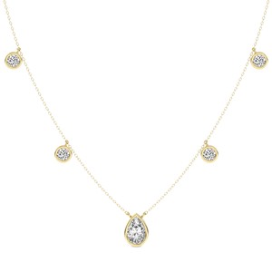 Collier pendentif haut de gamme en diamant de laboratoire taille poire et taille ronde pour femme, fabriqué en or massif 10k/14k - Product Image 1