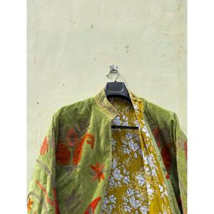 Chaqueta Bomber de Terciopelo Bordada a Mano con Cuello Mandarín, Manga Larga, Estampado Floral, Ecológica, 100% Algodón, Abrigo de Invierno para Mujer - Product Image 3