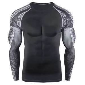 Rashguard MMA à manches longues pour hommes, en polyester et élasthanne, sublimé, pour le sport - Product Image 1