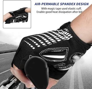 Guantes de gimnasio de medio dedo, transpirables, de malla, para levantamiento de pesas, entrenamiento físico, correa de muñeca ajustable, unisex - Product Image 4