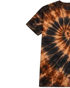 T-shirt en coton personnalisé marron et noir tie-dye à manches courtes, col rond, délavage vintage, pour homme, style streetwear décontracté, été - Product Image 3