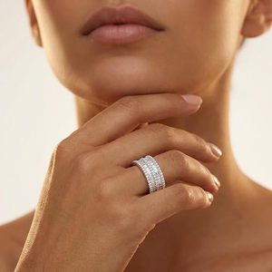 Premium Moissanite <b>Stacking</b> <b>Ring</b> for Women Baguette & Round Cut Diamond Eternity Wedding Band 925 Sterling <b>Silver</b> <b>Ring</b> - Product Image 4