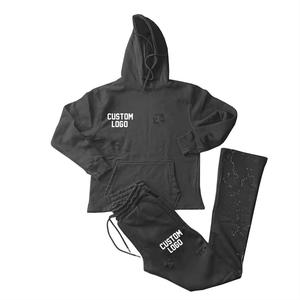 Ensemble de survêtement décontracté en molleton vert à capuche pour homme, coupe classique, idéal pour l'automne, avec logo personnalisé imprimé - Product Image 4