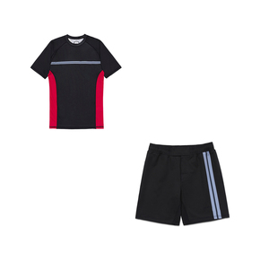 ชุดกางเกงขาสั้นและเสื้อรัดกล้ามเนื้อสำหรับ MMA สีดำแดง แบบแห้งเร็ว สำหรับฝึกซ้อม BJJ - Product Image 1