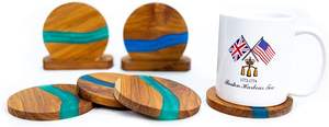 Posavasos de Resina con Soporte de Madera de Teca para Bebidas, Protección para la Superficie de la Mesa, para Cualquier Mesa - Product Image 3
