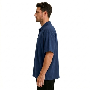 Camiseta de Manga Corta Azul Marino para Hombre, Corte Regular, Tejido de Punto, Color Sólido Informal, Cuello de Solapa, Transpirable y Ecológica - Product Image 5