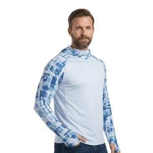 เสื้อฮู้ดดี้ตกปลาแบบกันน้ำพิมพ์ลายตามสั่ง OEM/ODM พร้อมหน้ากากปิดจมูก ผ้าสแปนเด็กซ์/โพลีเอสเตอร์ แขนเสื้อมีรูสอดนิ้วโป้ง ชุดตกปลา - Product Image 1