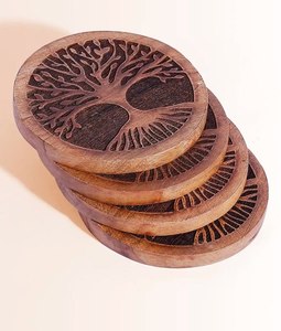 Ensemble de sous-verres en bois à prix direct, forme carrée, design géométrique moderne, tapis et dessous de verre antidérapants, décoration de table, dessous de verre pour café et vin - Product Image 6