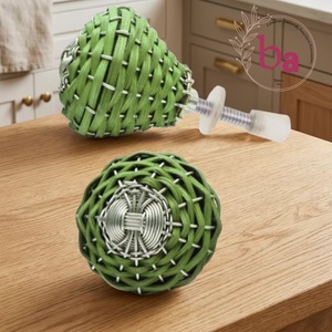 Handmade Industrial Woven Rattan Brass Cabinet Knob Novelty Shape Rustic Kitchen Home Office Villa Drawer Pull Handle Durable - Product Image 1