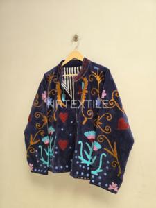 Handmade <b>Velvet</b> Suzani Jacket Floral Embroidered Jacket With Inside Cotton Lining Boho Chic Jacket <b>Women's</b> <b>Coat</b> - Product Image 4