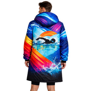 Performance Swim Parka <b>Long</b> Coat, Hooded <b>Waterproof</b> <b>Jacket</b> with Thermal Fleece Lining, Durable Design and Striking Swim Design - Product Image 5