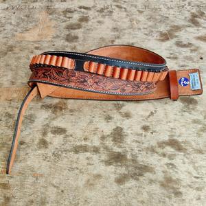 Ceinture porte-cartouches en cuir de vache véritable de haute qualité, durable et élégante, accessoire de chasse pour ceinture à munitions, ceinture de chasse, porte-cartouches de fusil - Product Image 1