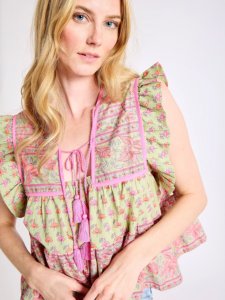 Women Vintage Boho Floral Print Spring/Summer Woven Breathable Eco-Friendly Lightweight 100% Cotton Loose Fit Long Top Puff - Product Image 6
