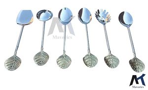 Juego de Cucharas de Té Plateadas con Diseño de Hoja, Acabado Espejo, Mango Largo, Estilo Clásico para Uso en la Cocina - Product Image 2
