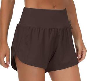 กางเกงขาสั้นออกกำลังกายเอวสูงสำหรับผู้หญิง แห้งเร็ว เหมาะสำหรับวิ่ง ฟิตเนส โยคะ มีกระเป๋า ขายส่ง - Product Image 1