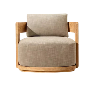 Sillón de Exterior Moderno de Teca Sólida con Reposabrazos Curvos Premium, Base Resistente y Cojines Gruesos y Suaves, Muebles Cómodos para Villa - Product Image 1