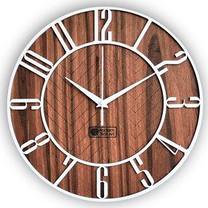 Walnut Wood <b>Large</b> Wall <b>Clock</b> 50cm | Handcrafted Contemporary Statement Piece Wholesale - Product Image 5