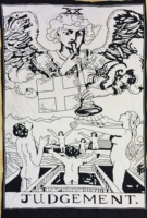Tapisserie murale, petite affiche, nappe de table à thème cartes de tarot, motif Judgement, en coton blanc, décoration de porte, magnifique, par Indian Consigners