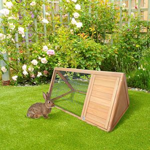 Grande Gabbia per Conigli da Esterno in Legno a Forma di A 46x24 con Recinto Ventilato Giallo per l'Allevamento di Criceti - Product Image 2