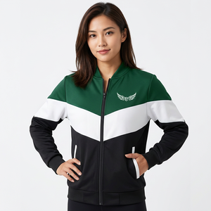 <b>Men's</b> Color Blocking <b>Jacket</b> Green <b>White</b> Black Stand Collar Zipper Sporty Style Autumn Wear - Product Image 5