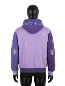 Index Apparel Men's <b>Purple</b> Hooded Zip-Up Sweatshirt <b>Glitter</b> Star Print Casual Winter Fleece Regular Fit - Product Image 2