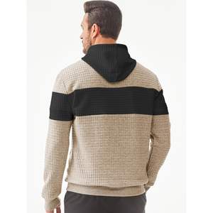 2025 hommes léger gaufre pull à manches longues sweat à capuche cordon couleur bloc Kanga poche XXS taille solide - Product Image 1
