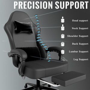 Sedia da Gaming Ergonomica con Pelle PU Traspirante e Poggiapiedi con Cuscino a Molle Insacchettate - Product Image 5