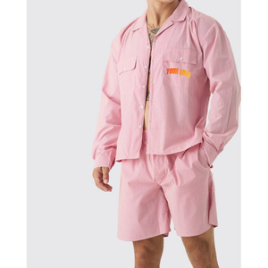 Nuevo conjunto deportivo de 2 piezas para hombre, chaqueta cortavientos de algodón con cremallera y pantalones cortos, estampado, transpirable y ecológico. - Product Image 6