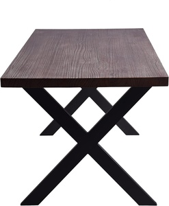 Modern <b>Coffee</b> <b>Table</b> Solid Wood Top Steel Frame Black Base 4 Seater Living Room Furniture - Product Image 1
