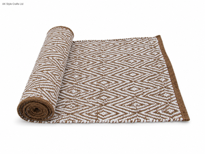 Modern Jute Floor <b>Mat</b> Jacquard Handmade Geometric Rectangle Non Slip Eco Friendly Pet Friendly for Home Office Entry Hall - Product Image 1