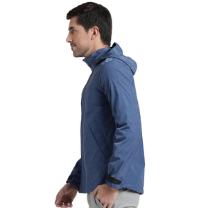 Veste imperméable coupe-vent à capuche bleue pour homme, veste décontractée pour l'extérieur, légère, en polyester et nylon, fermeture éclair, pour l'automne - Product Image 2