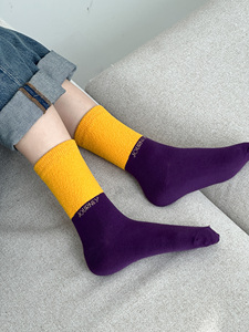 Calzini Viola da Donna in Misto Cotone Traspiranti per Uso Quotidiano Stile Regolare Autunnale Tinta Unita Lavorati a Maglia - Product Image 6