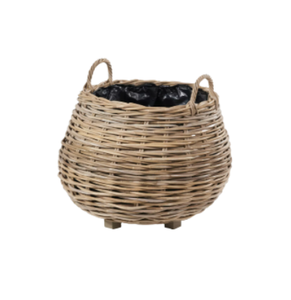 Cesta de mimbre natural tejida a mano con patas de madera, maceta redonda ecológica de mimbre para árboles y flores de Vietnam - Product Image 2